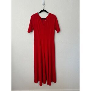 Soft Surroundings Red Swing Time V Neck Maxi Dress Size 6